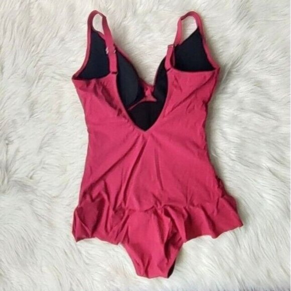 Profile By Gottex One Piece Swimsuit 10 Swimdress Pink Dandy Retro pinup - Picture 8 of 11